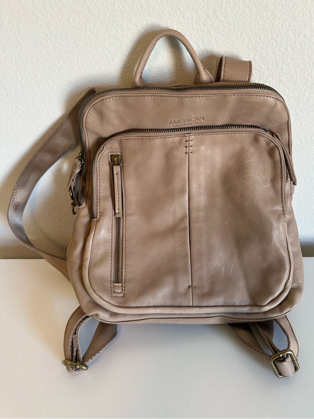 American Leather Co. Leather Taupe Backpack